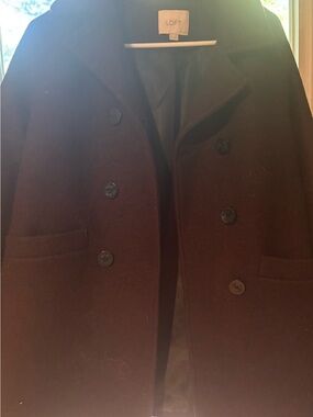 LOFT Women's Double-Breasted Pea Coat in Dark Brown